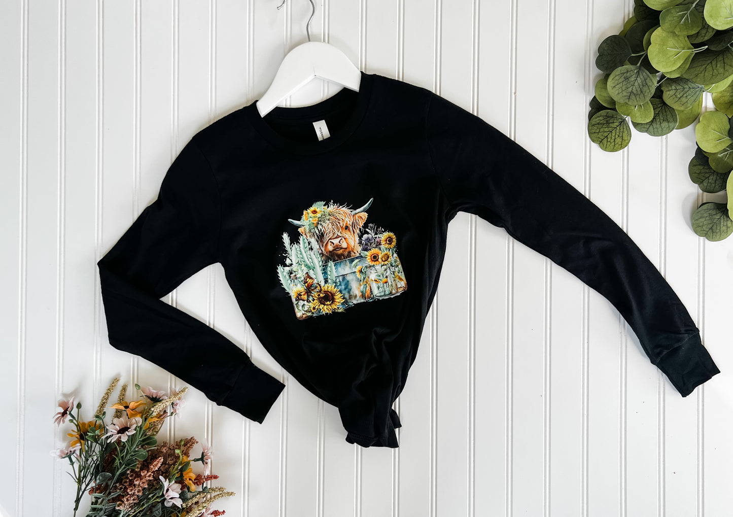 Kids Highland Cow Long Sleeve Tee (2 Week TAT)