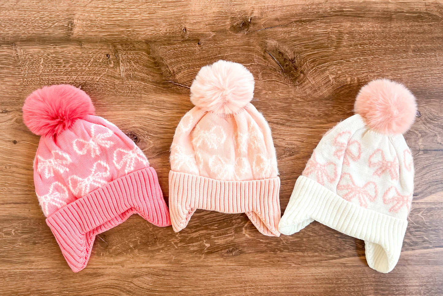 Cozy in Pink Pom Pom Beanies