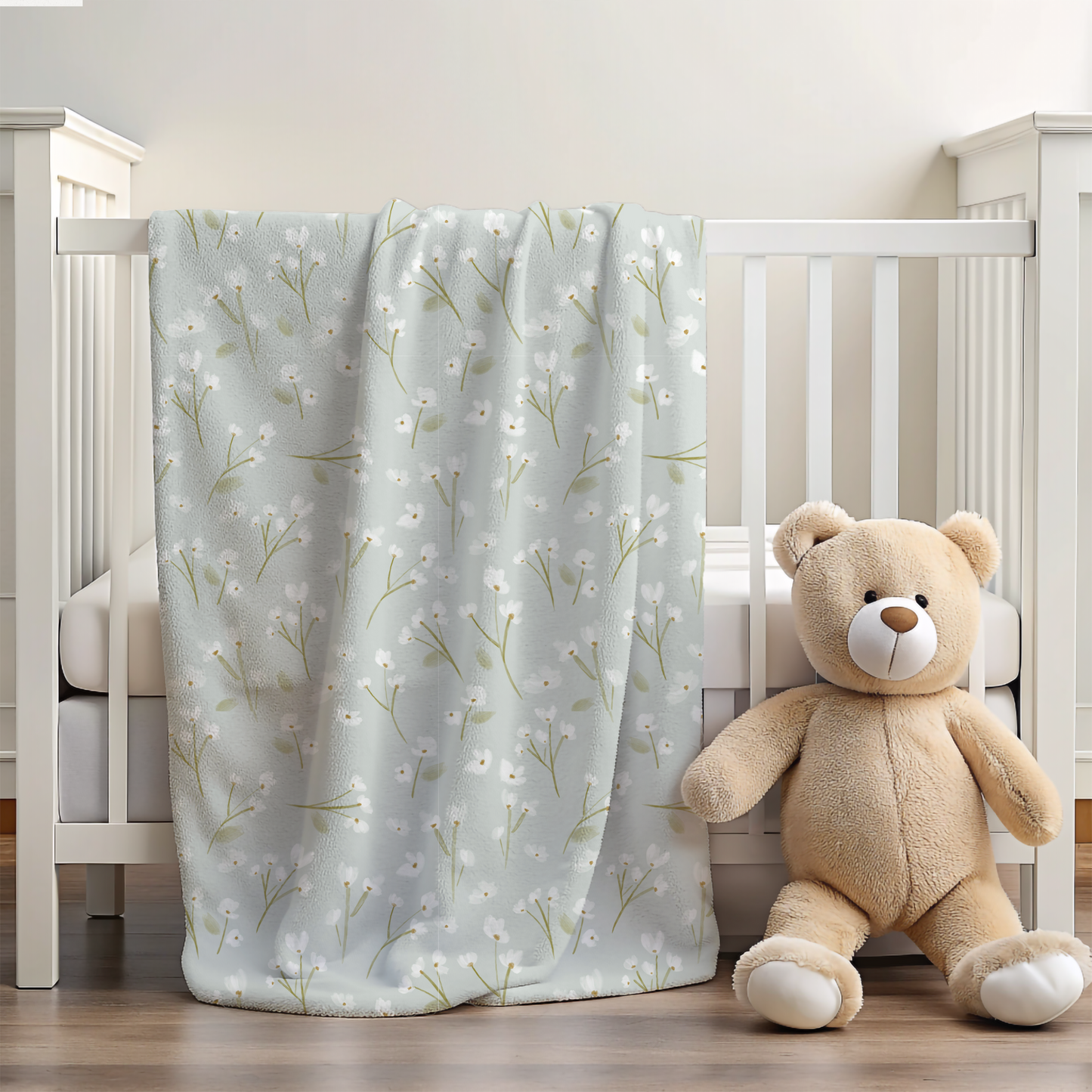 Ryla's Floral 30x40 Sherpa-backed Minky Blanket