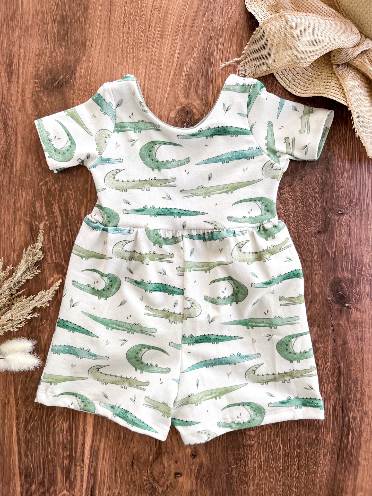 Organic American-Milled Alley the Alligator Autumn Romper