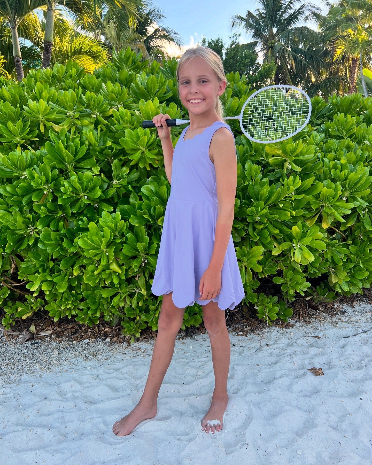 Sophia Scalloped-Edge Athletic Dresses with Built In Shorts