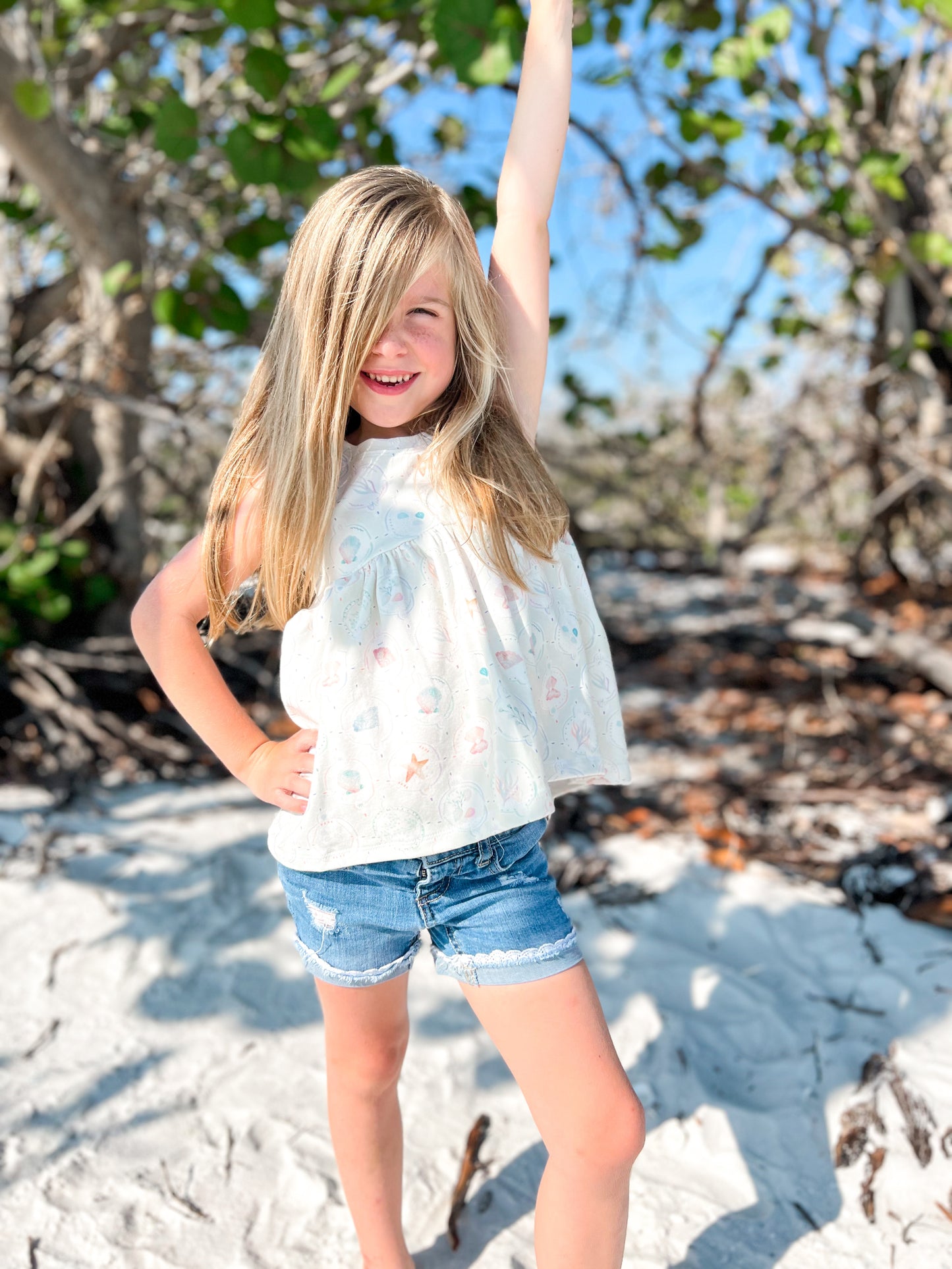 Organic American-Milled Little Shell Ruffle Peplum