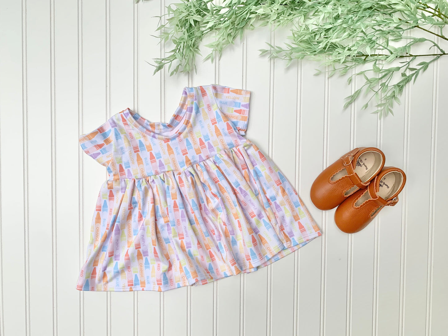 Sky Blue School Supplies Bow-Back Peplum