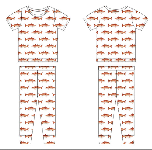 Redfish Youth Short Sleeve with Pants Two-Piece Sets (2T- 10/12) PREORDER SHIPS NOVEMBER 2026