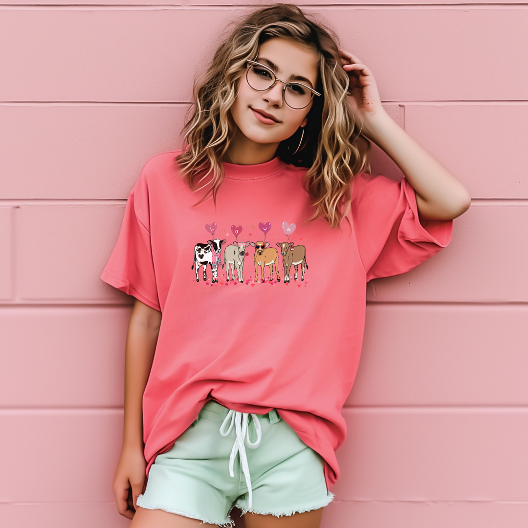 Valentine Cows Youth Short Sleeve Tee