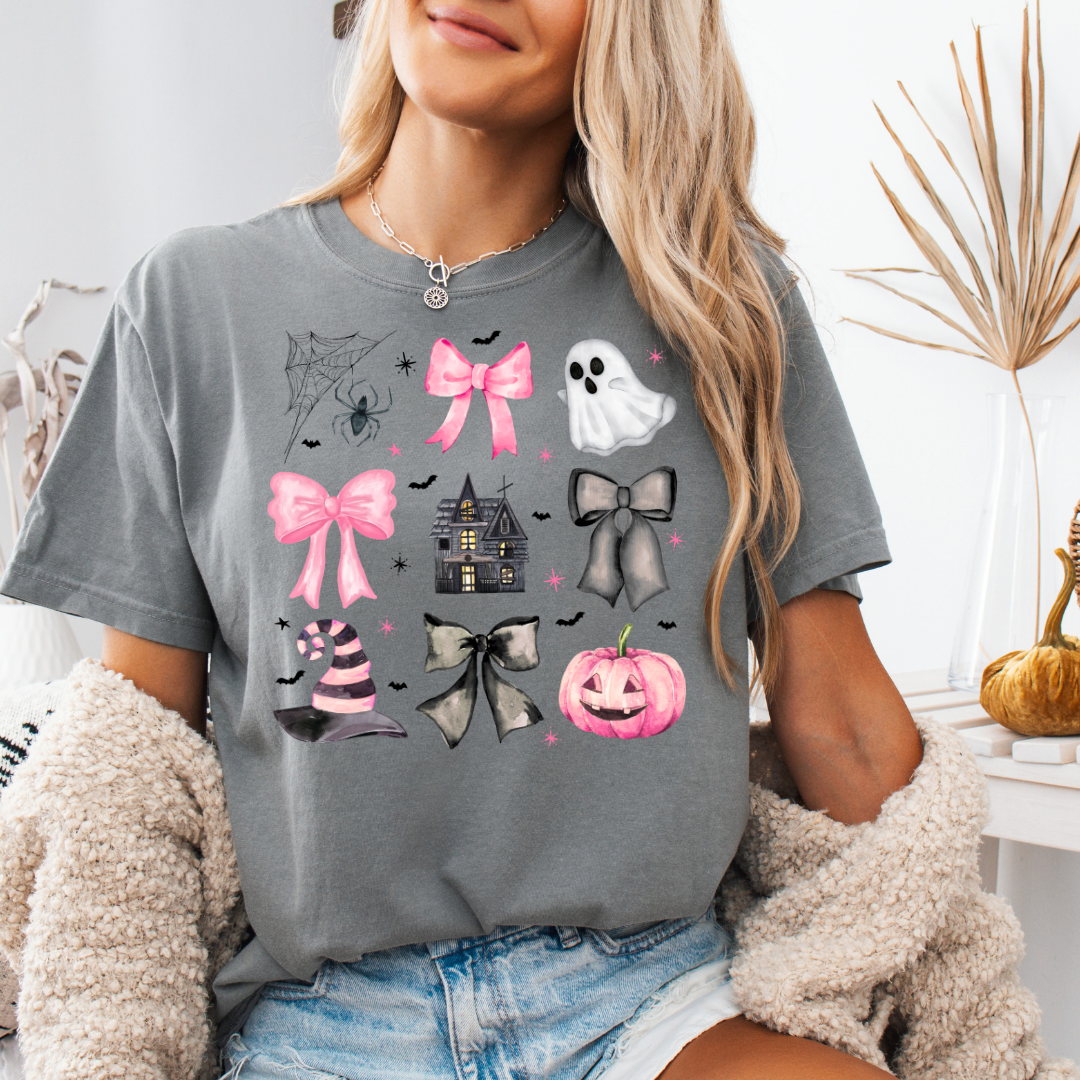 Preppy Pink Halloween Short Sleeve Tee