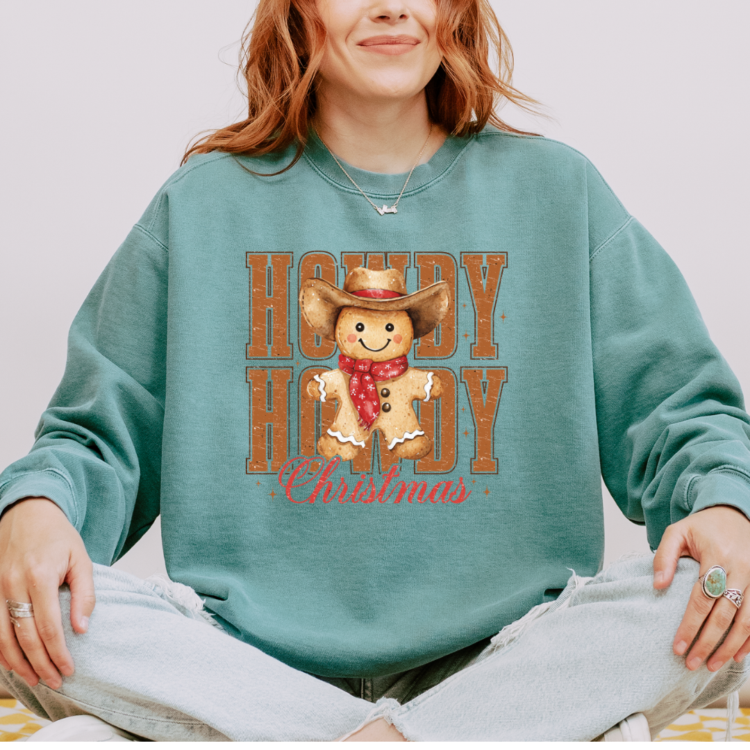 Howdy Howdy Christmas Comfort Colors Crewneck Sweatshirt