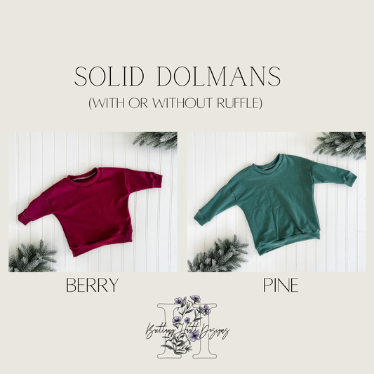 Solid Dolmans (Sizes 0/3M-9/10)