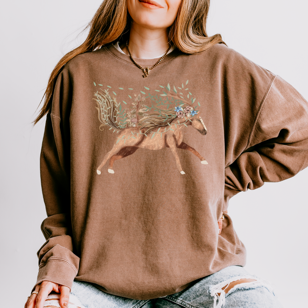 Claire Eddie Mocha Horse Adult Long Sleeve Tee