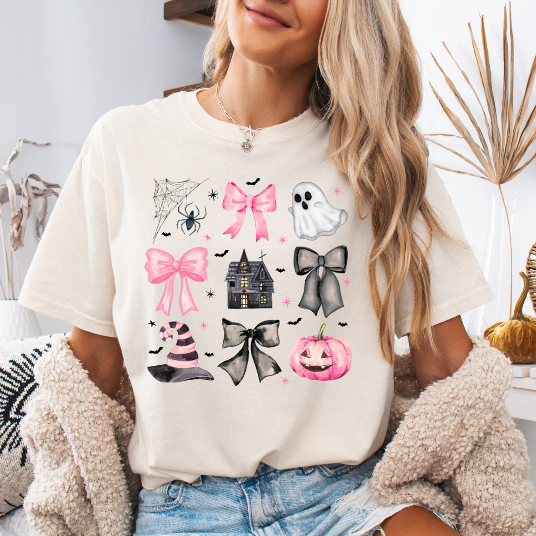 Preppy Pink Halloween Short Sleeve Tee