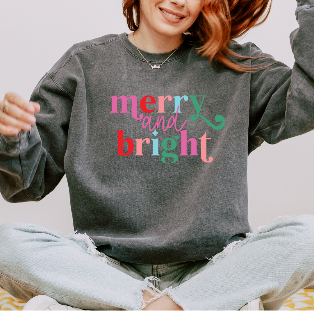 Merry & Bright Comfort Colors Crewneck Sweatshirt