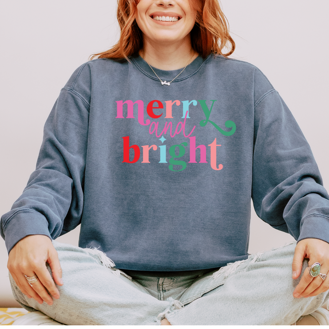 Merry & Bright Comfort Colors Crewneck Sweatshirt