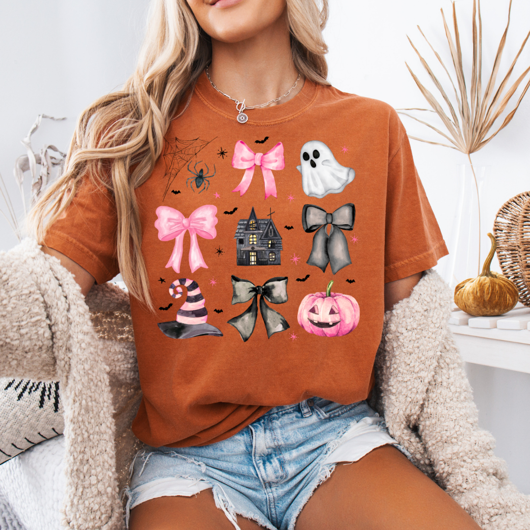 Preppy Pink Halloween Short Sleeve Tee