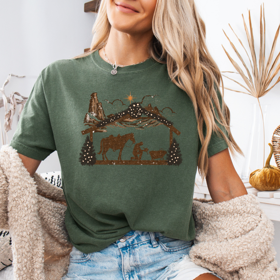 Cowboy Manger Comfort Colors Short or Long Sleeve Tees