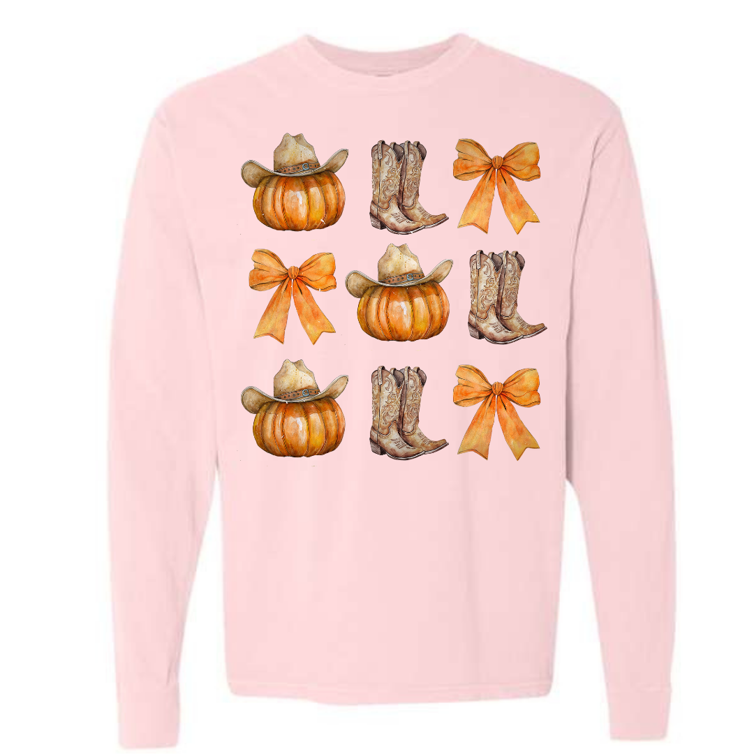 Western Pumpkin Adult Long Sleeve Tee