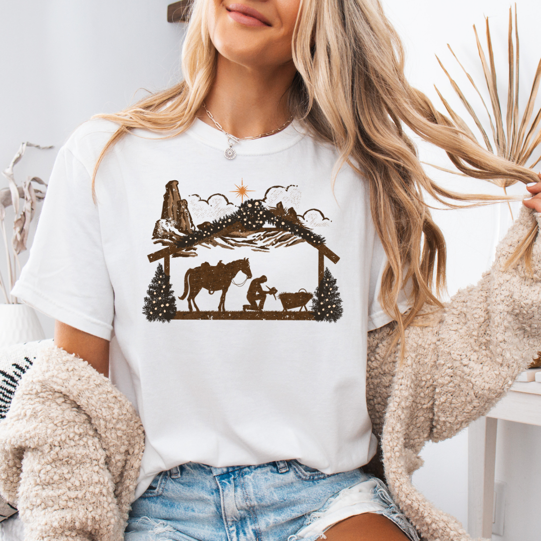 Cowboy Manger Comfort Colors Short or Long Sleeve Tees