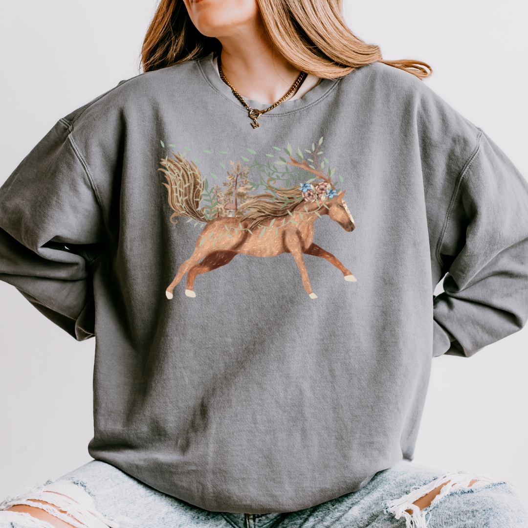 Claire Eddie Mocha Horse Adult Long Sleeve Tee