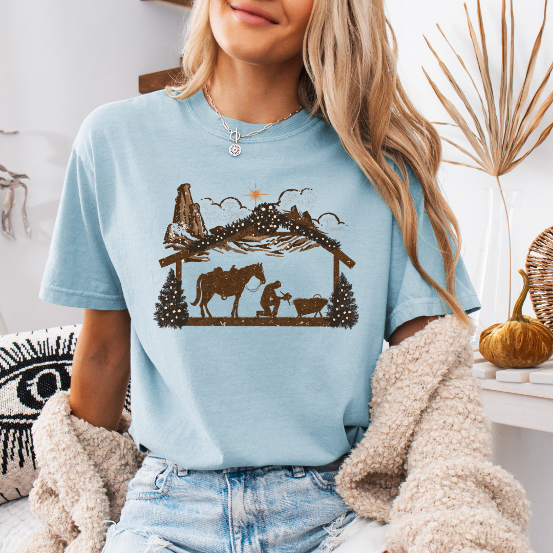 Cowboy Manger Comfort Colors Short or Long Sleeve Tees