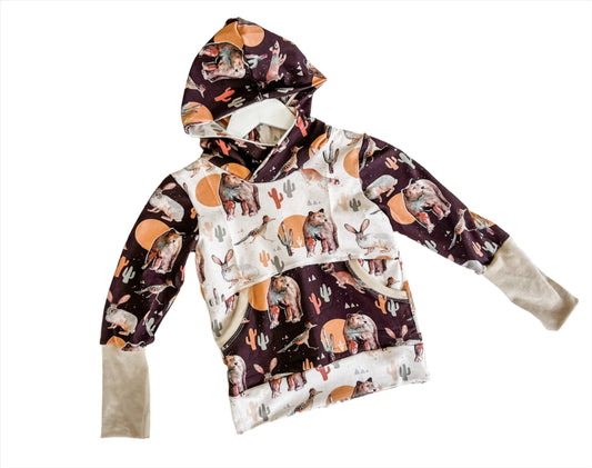 Coco and Neutral Color Block Western Grow With Me Hoodie