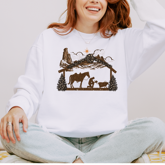 Cowboy at the Manger Comfort Colors Crewneck Sweatshirt