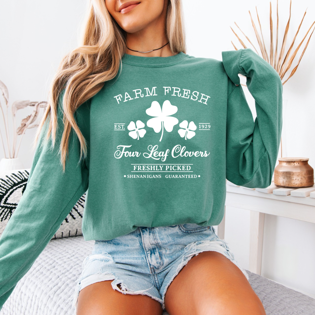 Farm Fresh Clovers Adult Long Sleeve Tee