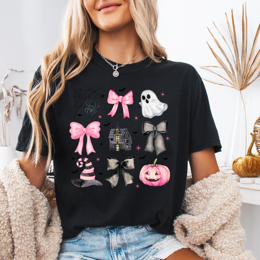 Preppy Pink Halloween Short Sleeve Tee