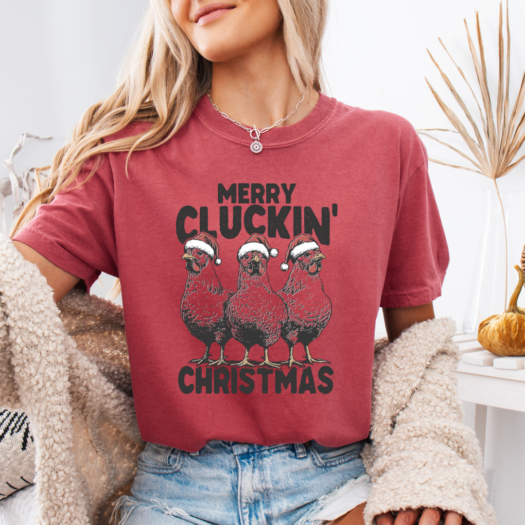 Merry Cluckin' Christmas Short or Long Sleeve Tees