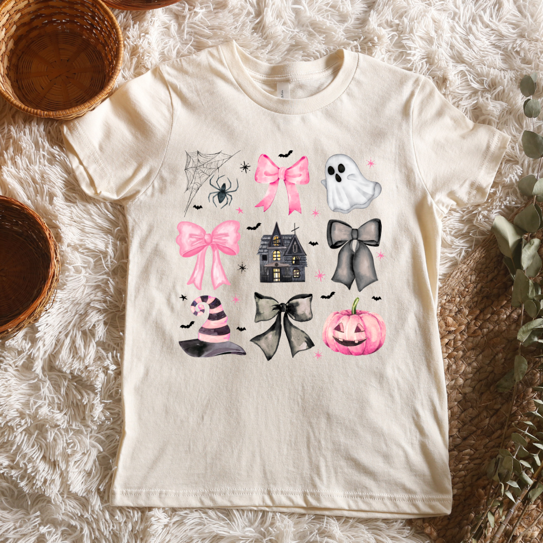 Preppy Pink Halloween Short/ Long Sleeve Tees (Toddler/ Youth Sizes)