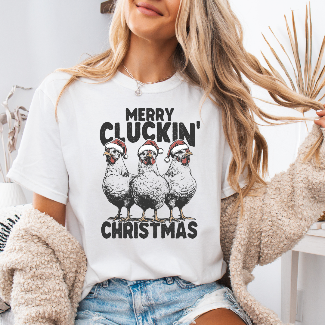 Merry Cluckin' Christmas Short or Long Sleeve Tees