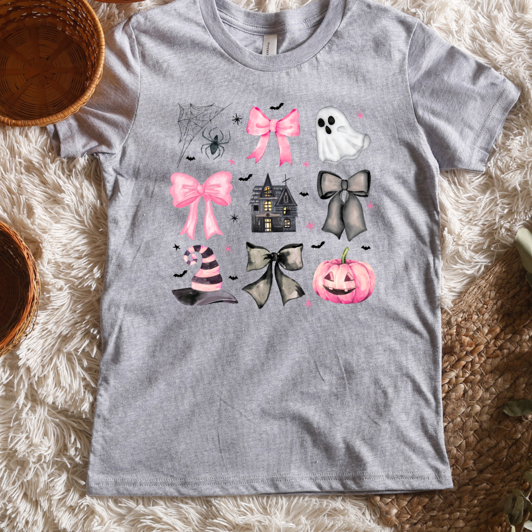 Preppy Pink Halloween Short/ Long Sleeve Tees (Toddler/ Youth Sizes)