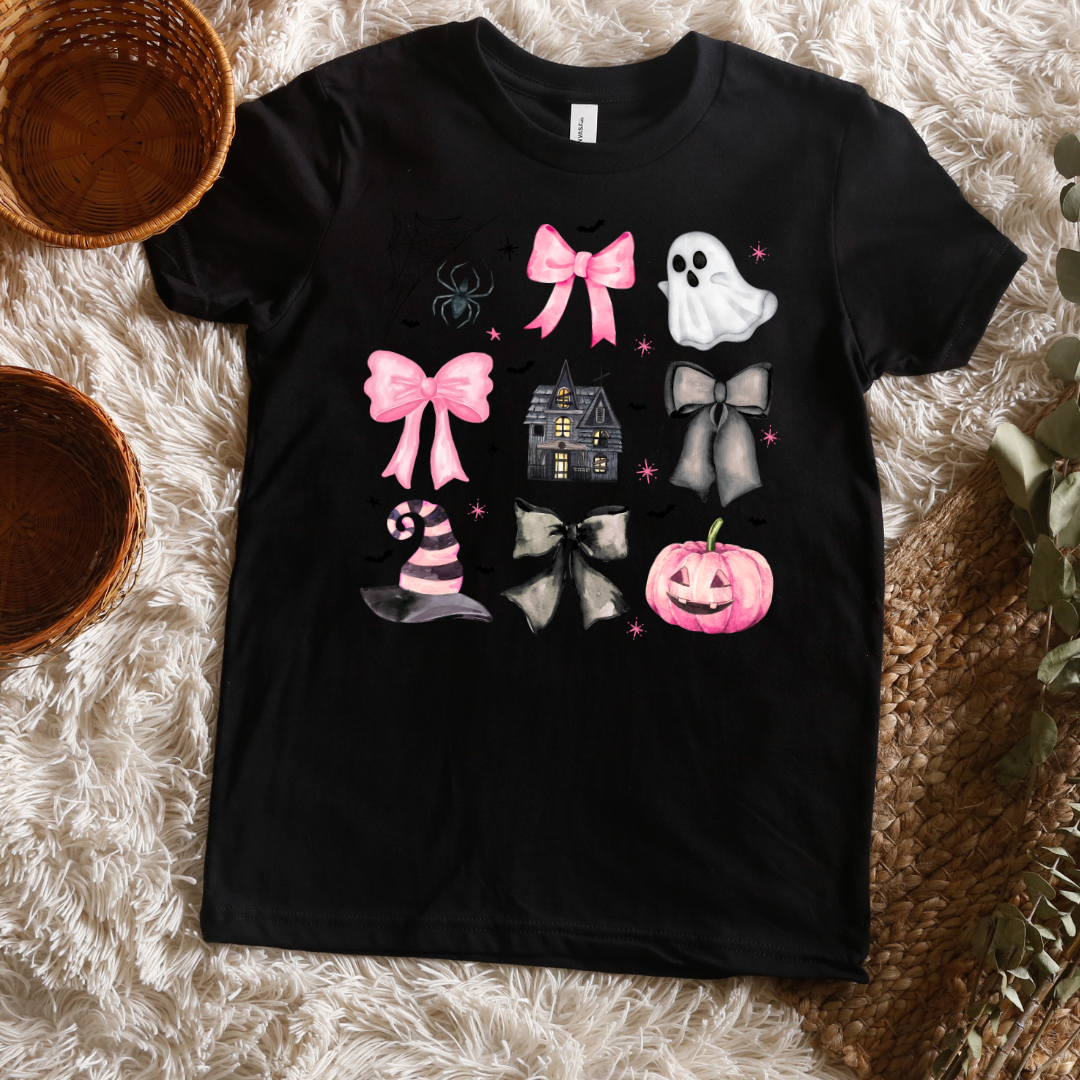 Preppy Pink Halloween Short/ Long Sleeve Tees (Toddler/ Youth Sizes)