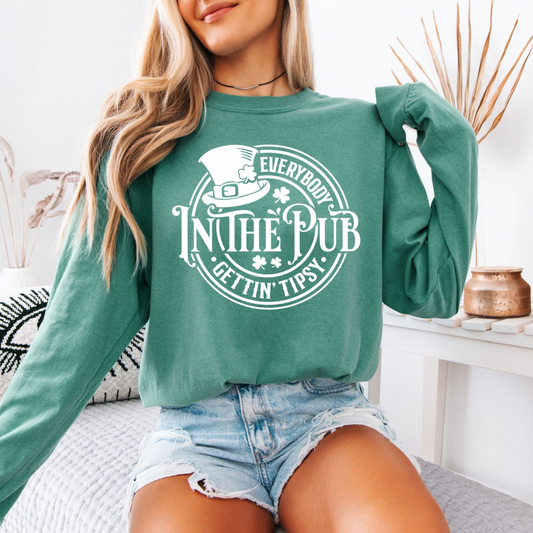 Everybody in the Pub Adult Long Sleeve Tee