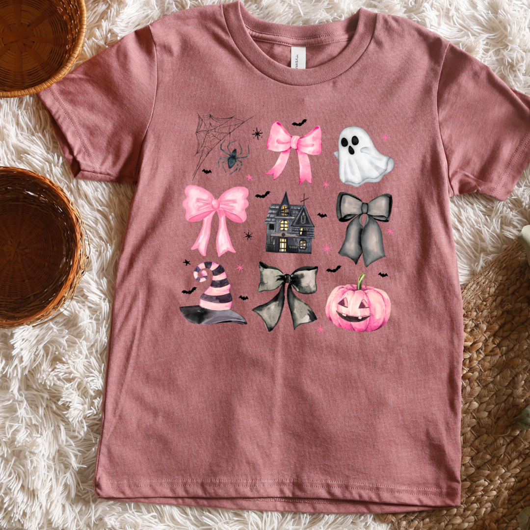 Preppy Pink Halloween Short/ Long Sleeve Tees (Toddler/ Youth Sizes)