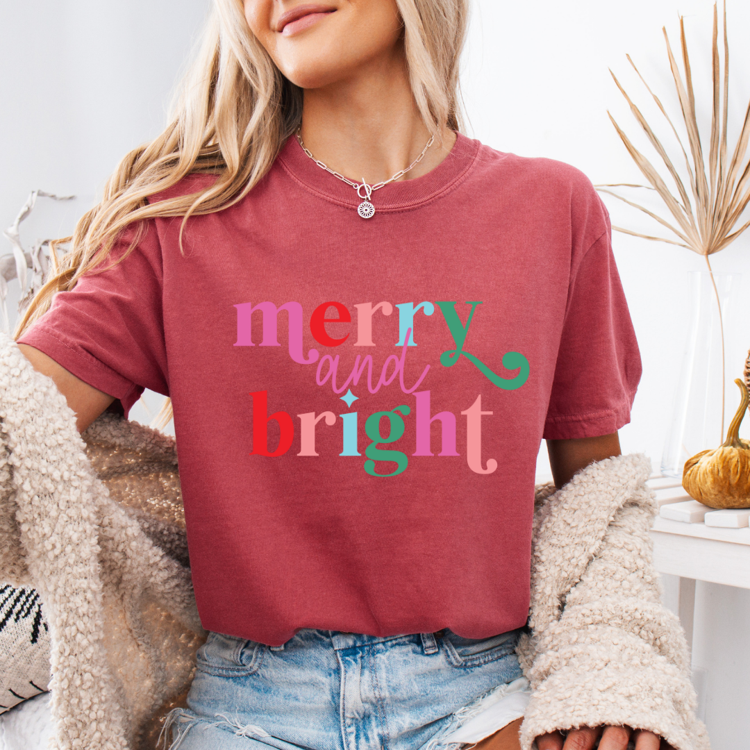 Merry & Bright Comfort Colors Short or Long Sleeve Tees