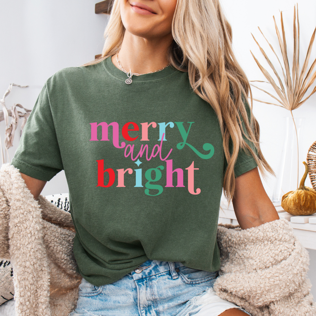 Merry & Bright Comfort Colors Short or Long Sleeve Tees