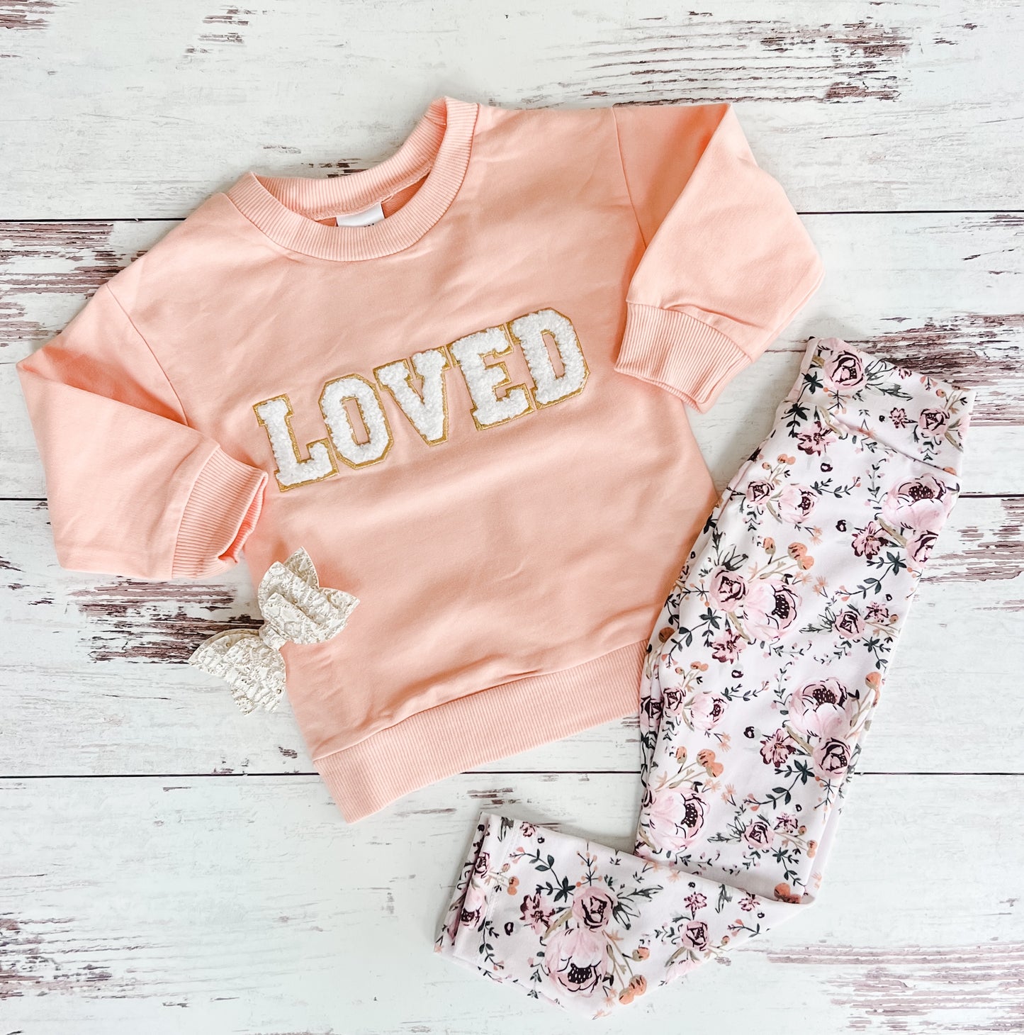 "Loved" Chenille Patch Sweatshirt