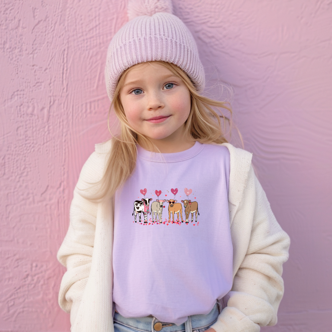 Valentine Cows Youth Short Sleeve Tee