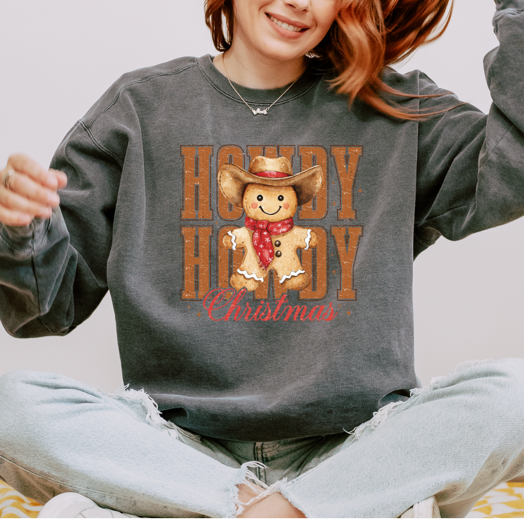 Howdy Howdy Christmas Comfort Colors Crewneck Sweatshirt