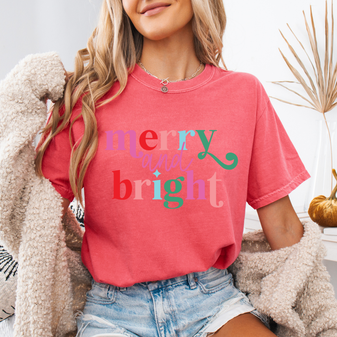 Merry & Bright Comfort Colors Short or Long Sleeve Tees