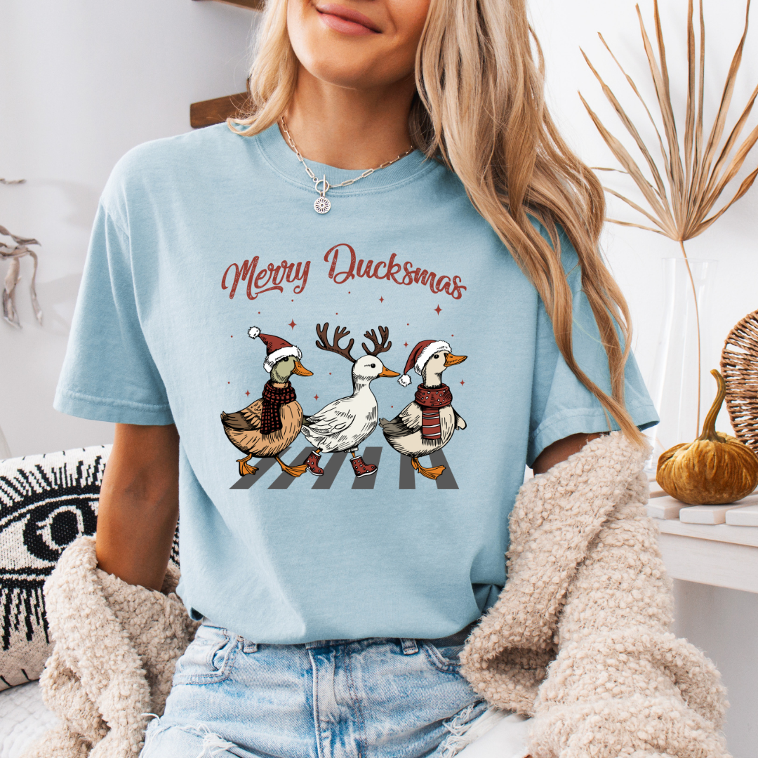 Merry Duckmas Comfort Colors Short or Long Sleeve Tees