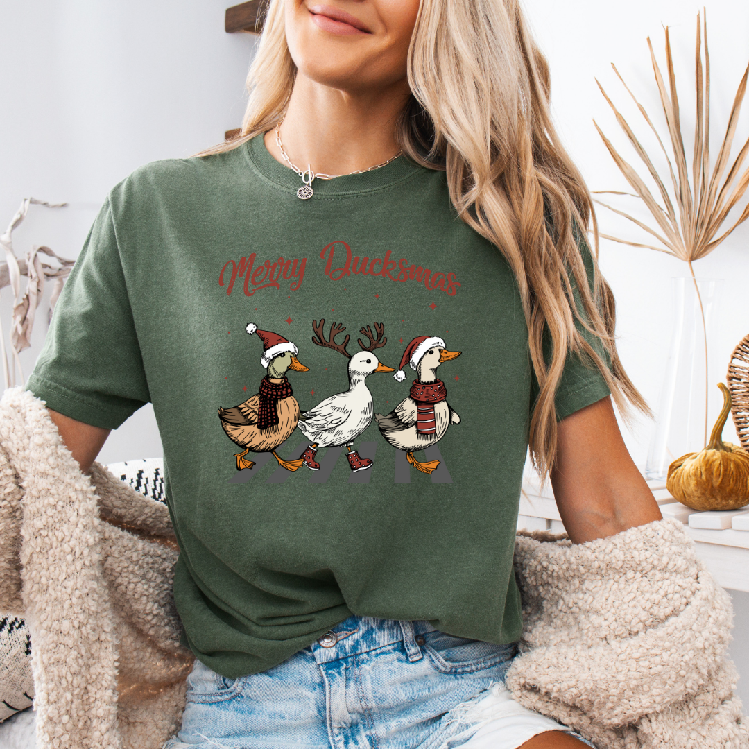 Merry Duckmas Comfort Colors Short or Long Sleeve Tees