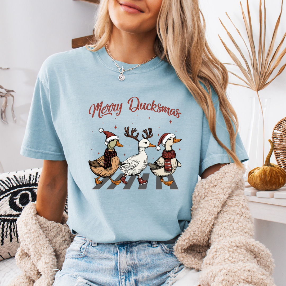 Merry Duckmas Comfort Colors Short or Long Sleeve Tees