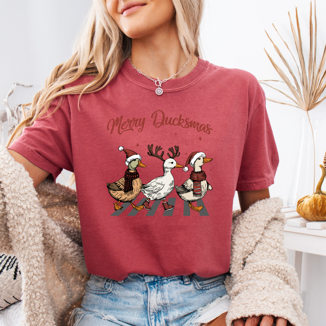 Merry Duckmas Comfort Colors Short or Long Sleeve Tees