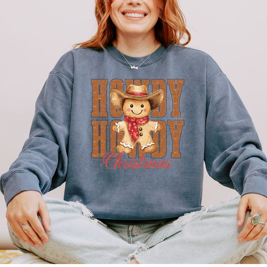 Howdy Howdy Christmas Comfort Colors Crewneck Sweatshirt