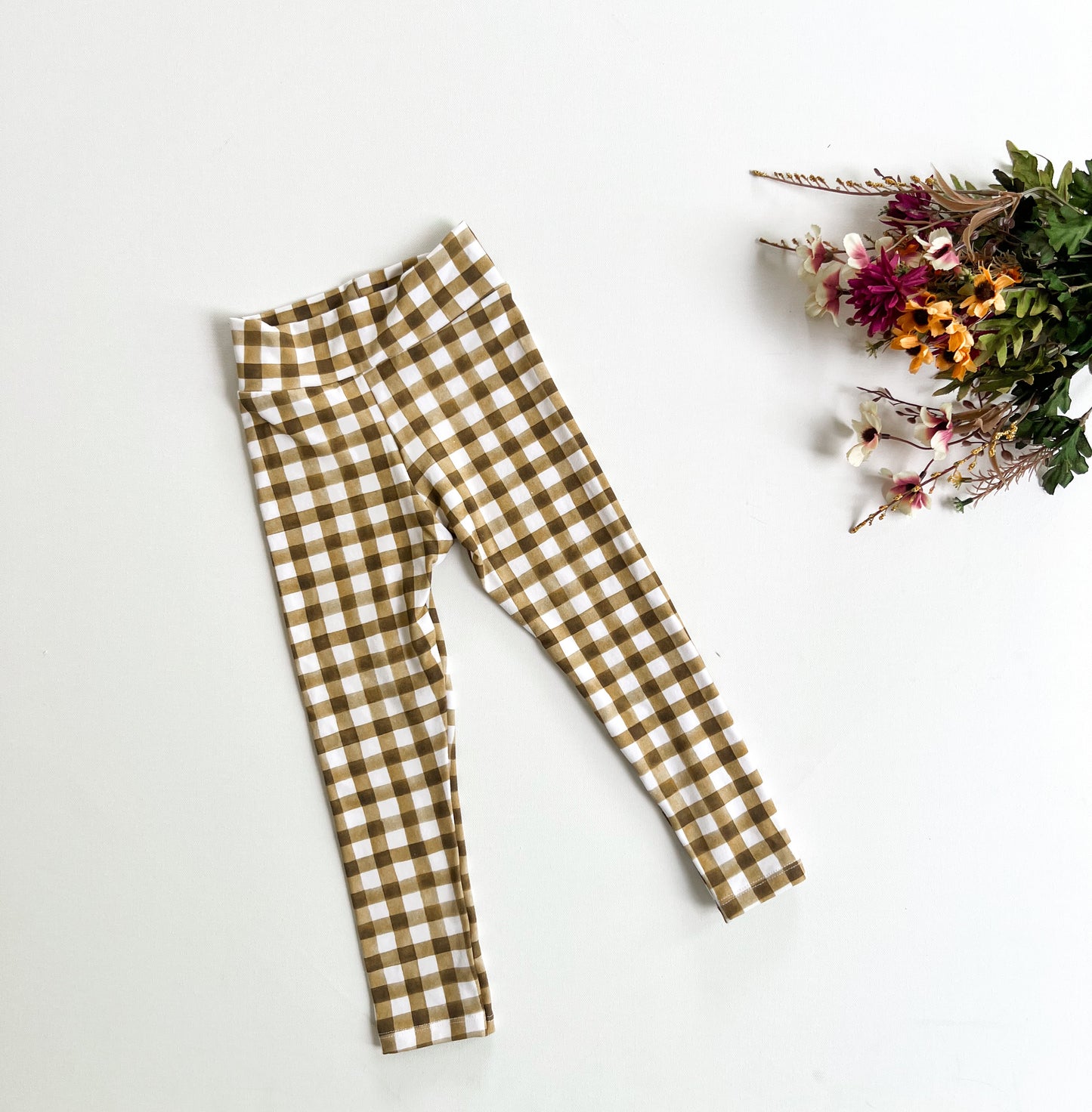 4T and 6(Small) Mustard Gingham Leggings