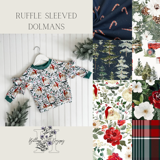 Christmas Ruffle Sleeved Dolmans (Sizes 0/3M-6Y)