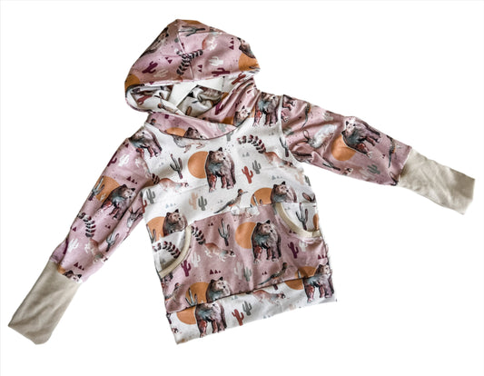 Pink and Neutral Color Block Western Grow With Me Hoodie