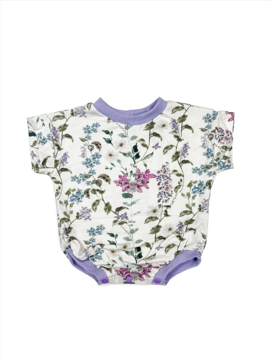 RTS Lavender Blooms Sweater Romper with Snaps  (6/9M, 9/12M, 12/18M)