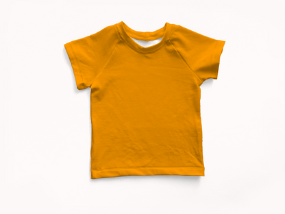 orange short sleeve rashguard shirt on white background