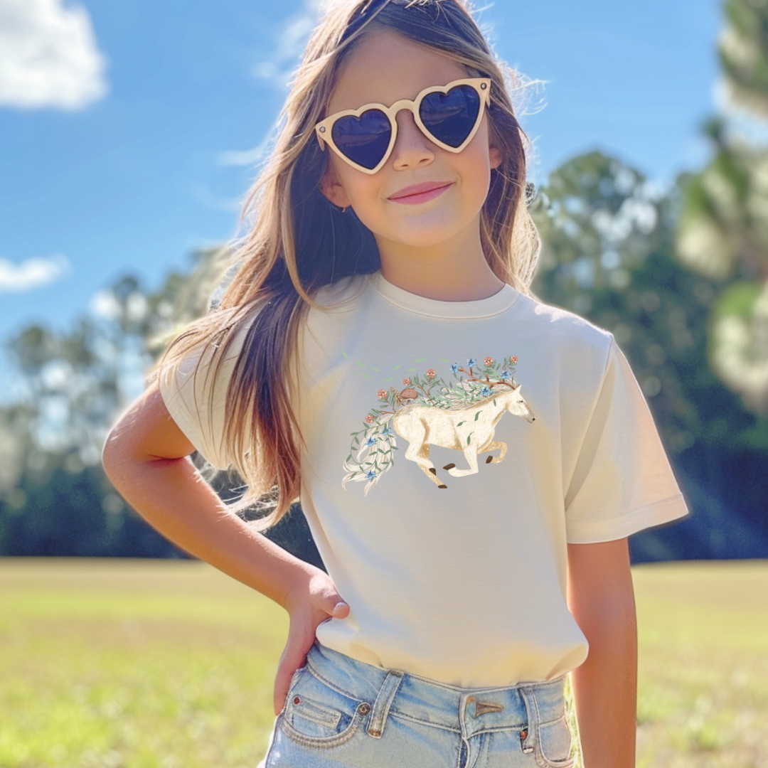 Claire Eddie Ivory Horse short/ Long Sleeve Tees (Toddler/ Youth Sizes)